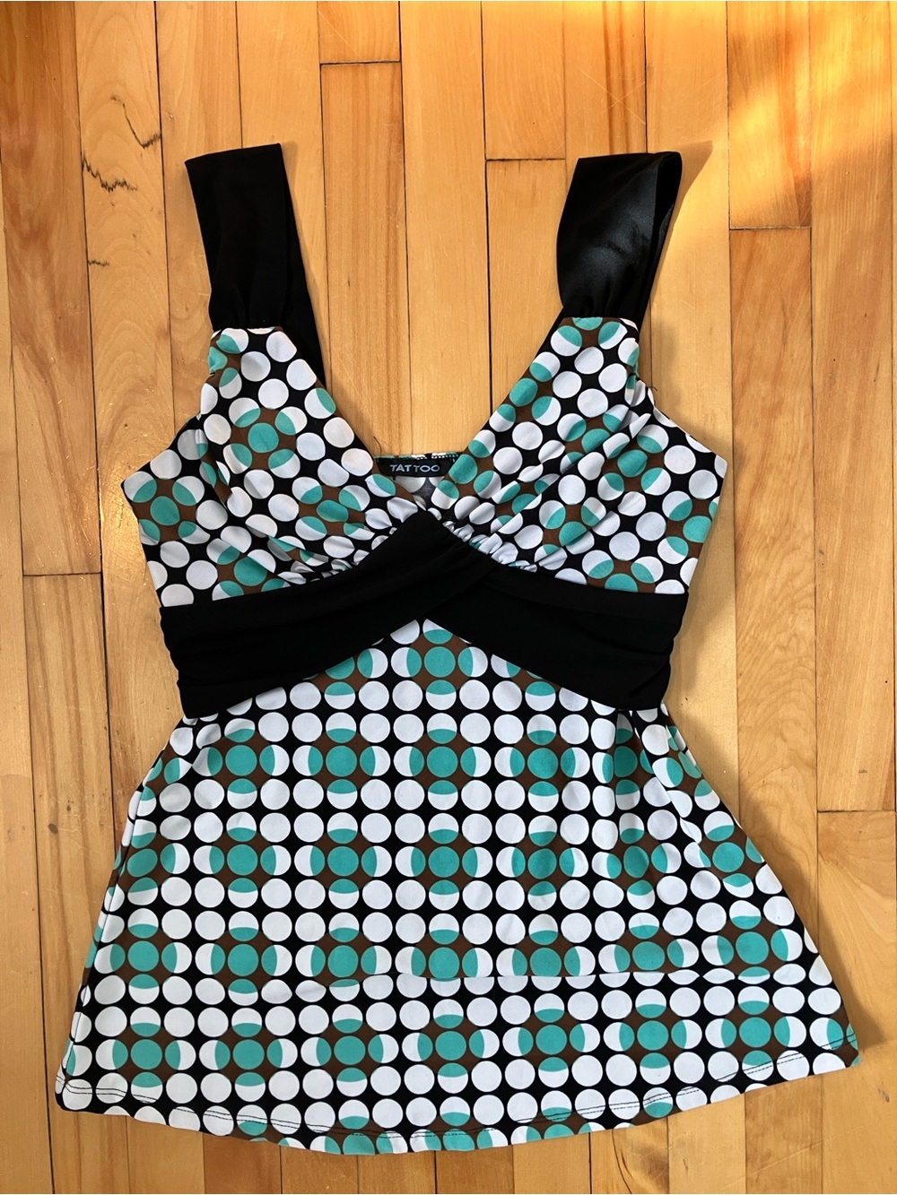 Polka Dot Black, White and Teal Top